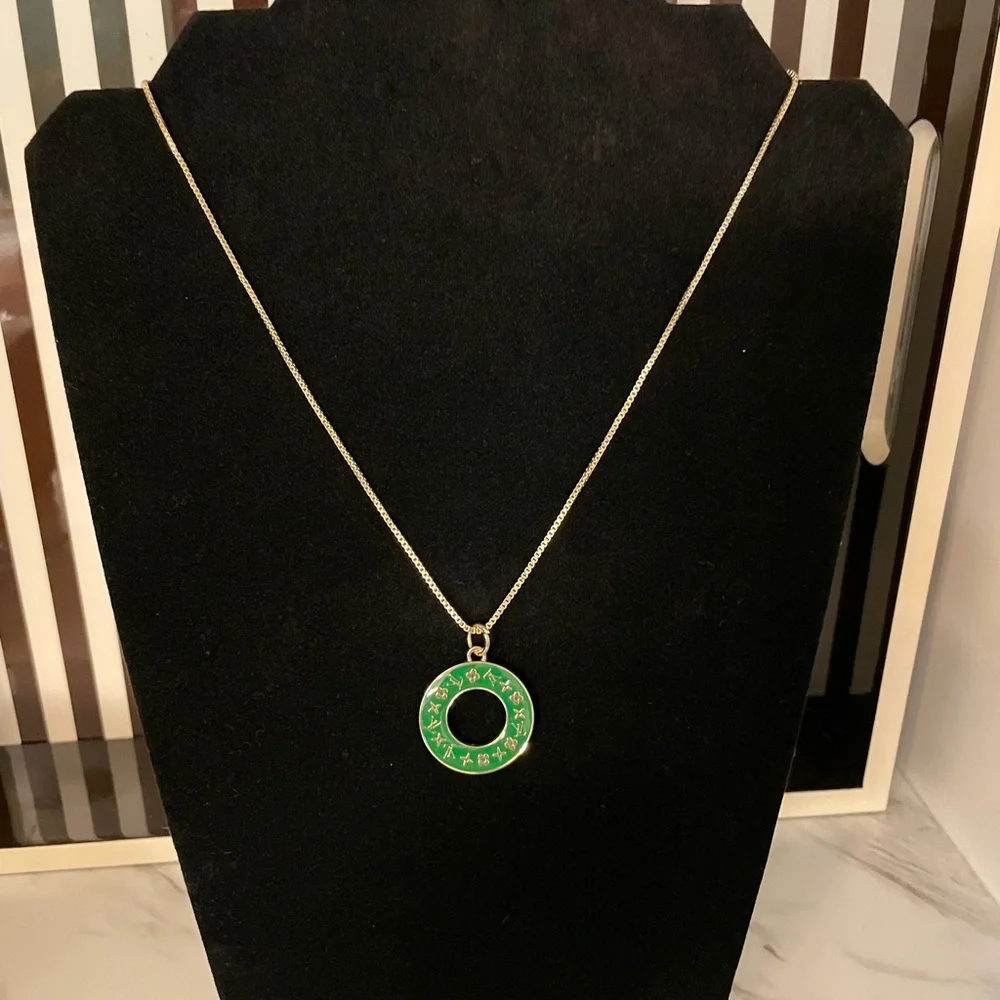 LV Zipper Pull Pendant Green - set on premium chain - Picture 4 of 4